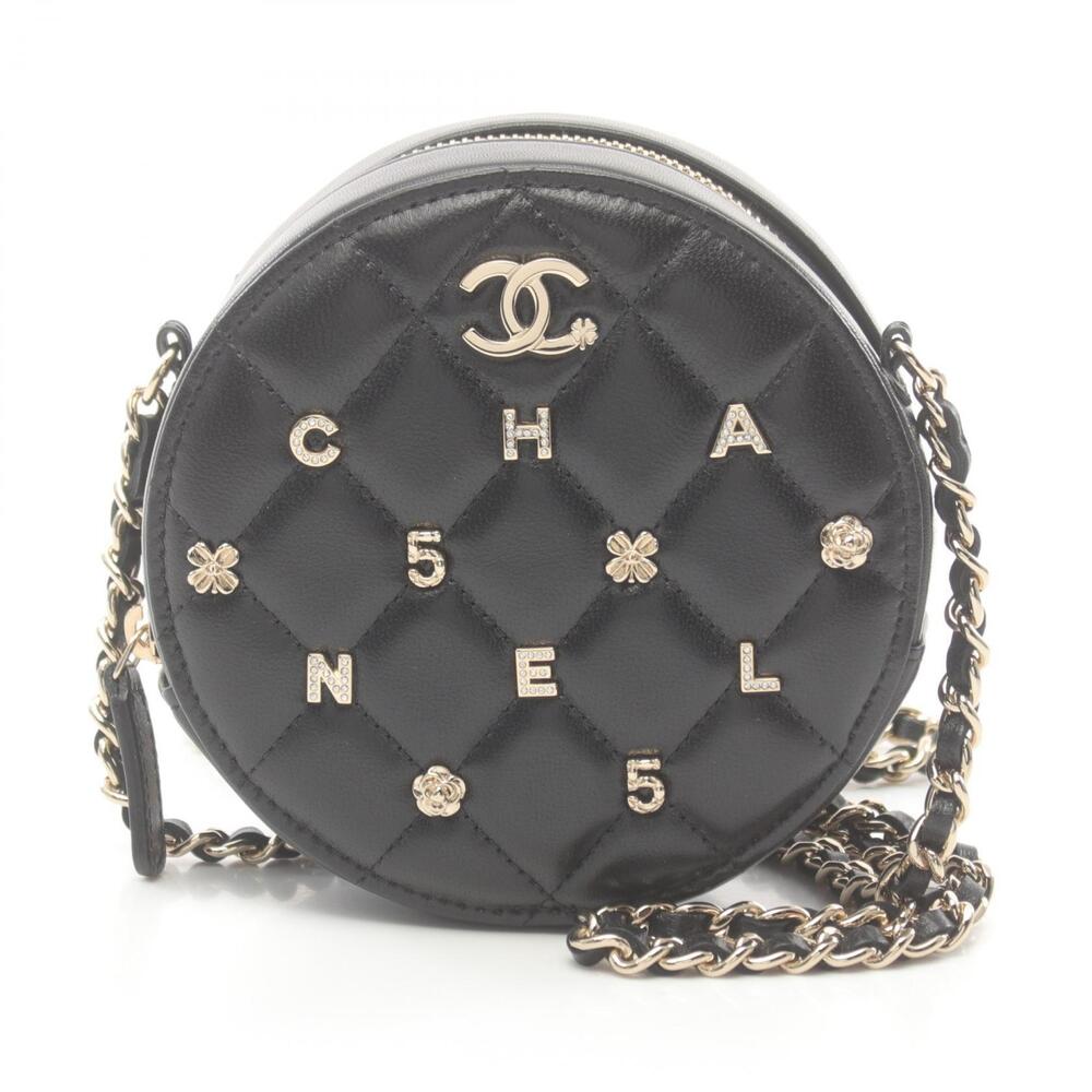 CHANEL Matelasse Icon Shoulder Bag Black Lambskin